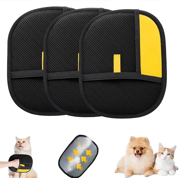 Pet Hair Removal Glove for Cats and Dogs, Pet Hair Remover Electrostatic Gloves, Efficient Electrostatic Pets Hair Remover Grooming Tool Suitable for Sofas, Carpets, Clothes (3 PCS)