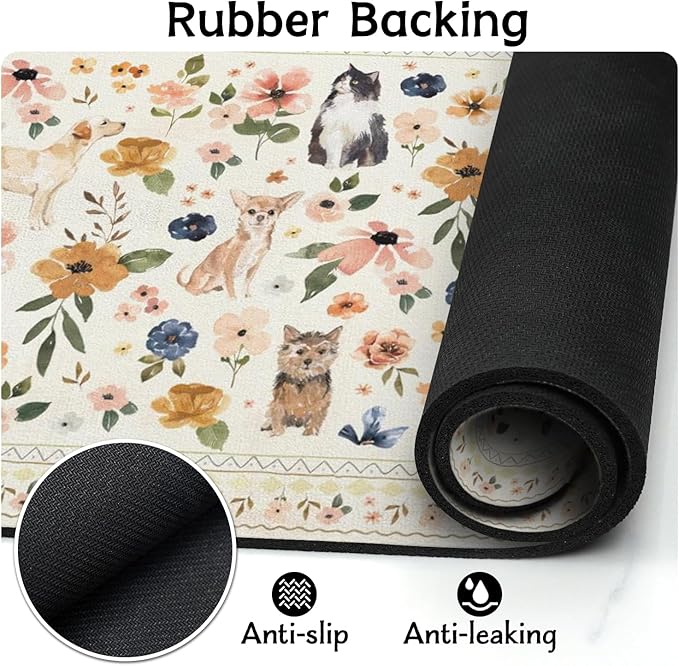 Dog Food Mats for Floors Absorbent, Non-Slip Quick Dry Dog Mat for Food and Water, Cat Pet Food Mat Pet Supplies