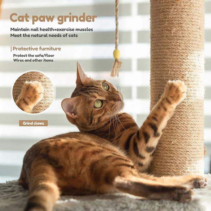 4 PCS Cat Scratching Post Replacement, 15.7 Inches Cat Tree Replacement Post, Natural Sisal Rope Cats Pole for Indoor, Cats Furniture Accessories for Kitten Tree Tower