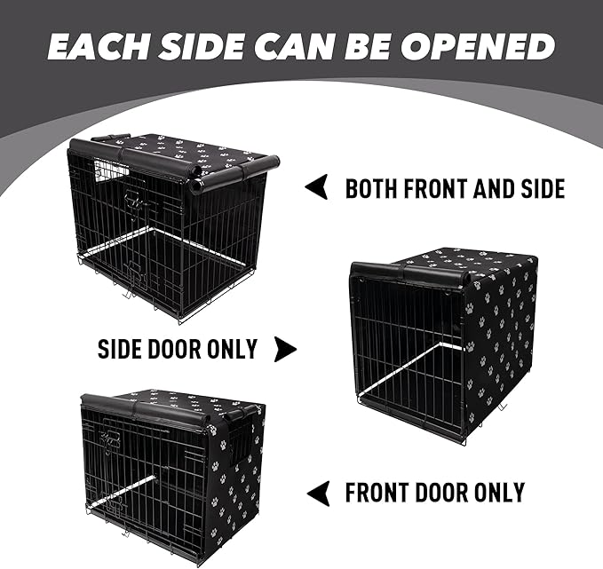 Pet Prime Dog Crate Cover Indoor/Outdoor Durable Windproof 600D Oxford Fabric Pet Kennel Cover Fit for 24 30 36 42 48 Inches Wire Dog Crate for Small and Large Dogs-Cover Only (48 Inch (48"x30"x33"))