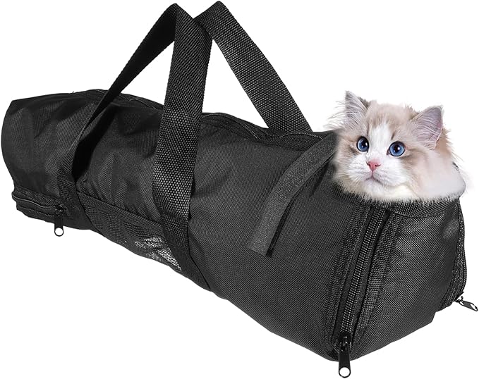 BESPORTBLE Cat Bath Bag Pet Grooming Carrier Nail Trimming Bag Mesh Design Secure Zipper Robust Oxford