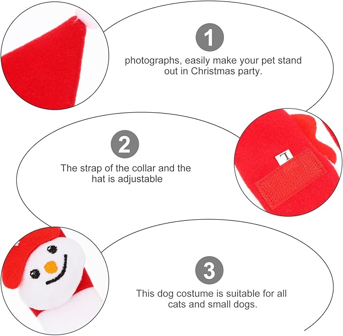 Amosfun Christmas Dog Scarf and Santa Hat Set, 2pcs Holiday Pet Costume Accessories, Soft Festive Pet Collar and Cap for Dogs and Cats, for Christmas Party Supplies