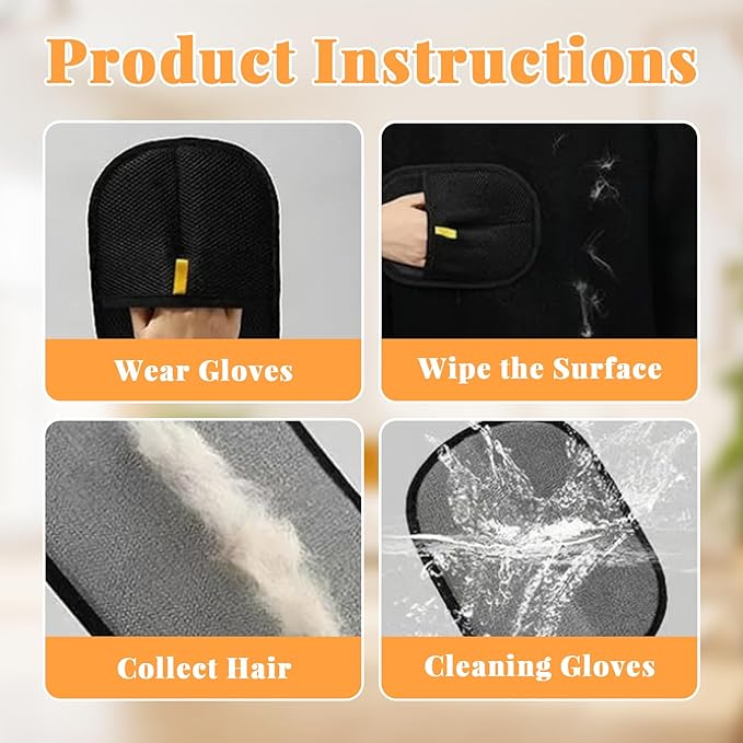 Pet Hair Remover Glove - Reusable & Eco-Friendly Cleaning Tool, Electrostatic Double-Sided Pet Hair Removal Glove, Two-Way Brush, for Cats, Dogs, Clothing, Sofa (3pc)