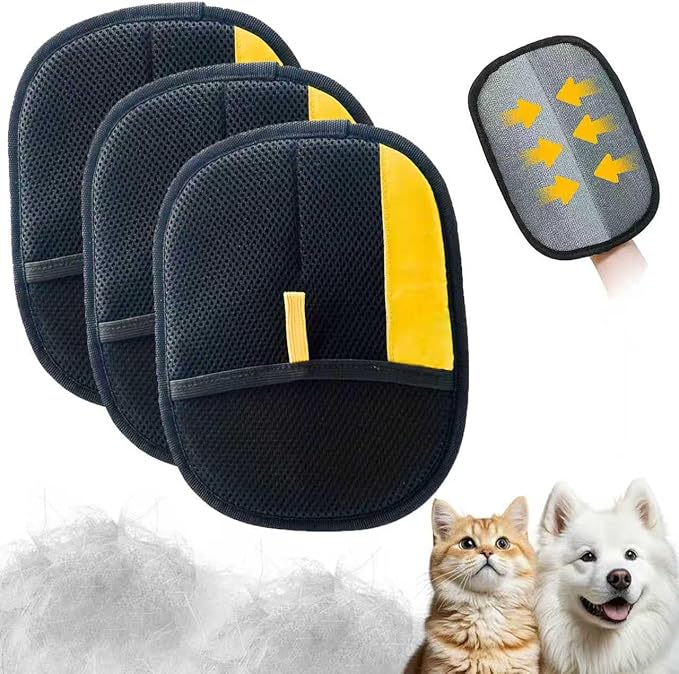 Purepath Hair Removal Glove, Pet Hair Removal Glove for Dogs & Cats, Reusable Electrostatic Gloves Pet Hair, Grooming Cleaning Tool for Clothing, Couch, Carpet, Car Seat (3pcs)