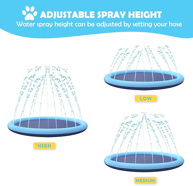 Splash Sprinkler Pad for Dogs Kids,59’’ Thicken Dog Pool with Sprinkler,Pet Outdoor Play Water Mat Toys for Dogs Cats and Kiddie