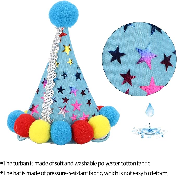 Dog Birthday Hat and Bow Tie Set, Adjustable Soft Pet Birthday Party Supplies with Banner for Small Medium Dogs, Washable Polyester Cotton Decorations for Photo Shoots (Blue)