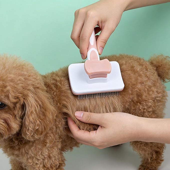 Dog Brush, Self-Cleaning Slicker Brush - Skin-Friendly Deshedding Grooming Tool for Dogs & Cats, Suitable for Shedding & Long-Haired Pets, Easy to Clean, Effective Hair Removal Function