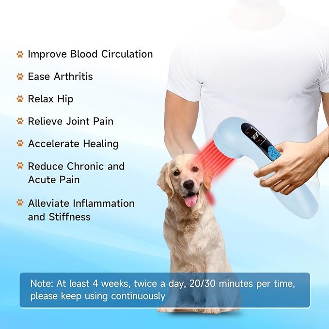 5000mAh Pro Cold Laser Therapy Device for Dog lllt low level Nir Red Light Therapy Machine Pet Pain Relief 808/650nm Handheld Vet Infrared Laser Wand for Wound Healing Cat Muscle Relax Treatment