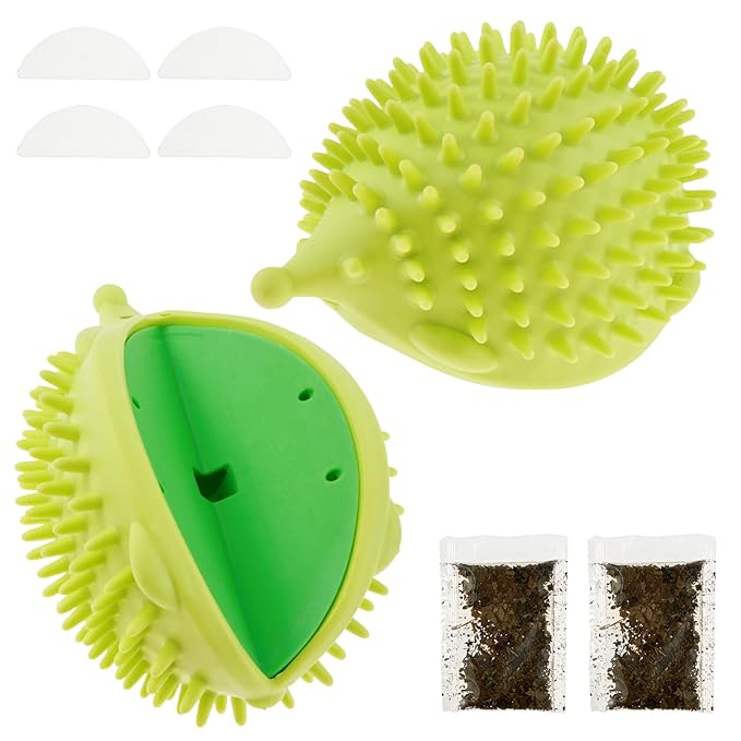 2Pcs Self Grooming Cat Brush, Hedgehog Shape Cat Corner Tickler, Cat Wall Brush, Wall Mount Corner Cat Face Scratcher, Cat Hair Brush Soft Silicone Corner Cat Grooming Brush for Indoor Use