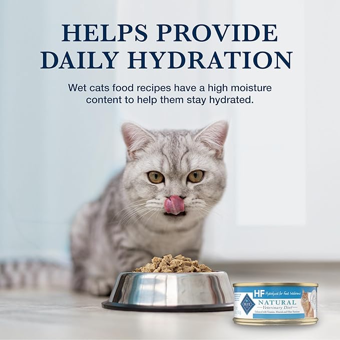Blue Buffalo Natural Veterinary Diet HF Hydrolyzed for Food Intolerance Wet Cat Food, Veterinarian's Prescription Required, Salmon, 5.5-oz. Cans (24 Count)