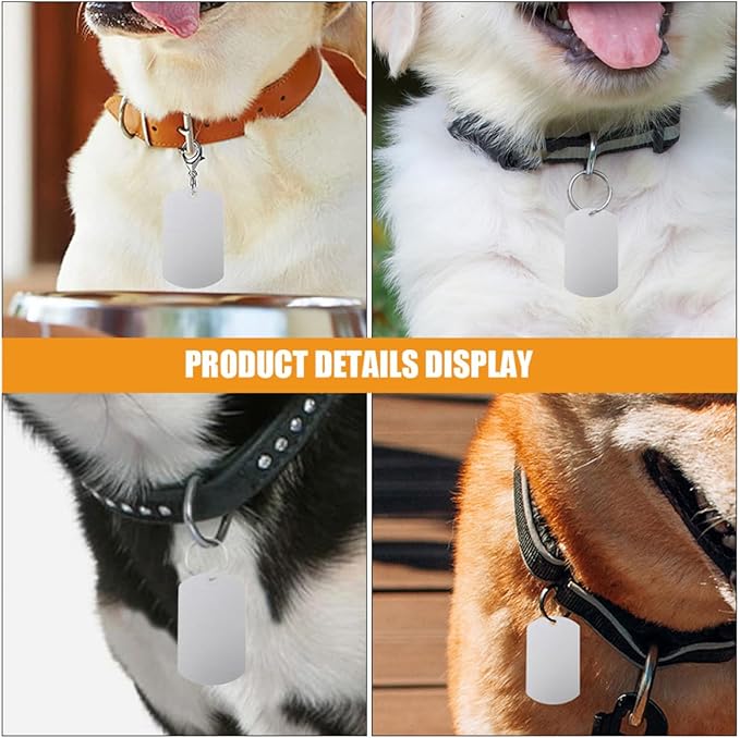 SHOWERORO 12pcs Aluminum Dog Tags Blank Metal Tags 50x30mm Sturdy Pet Id Labels for Dogs for Pet Supplies