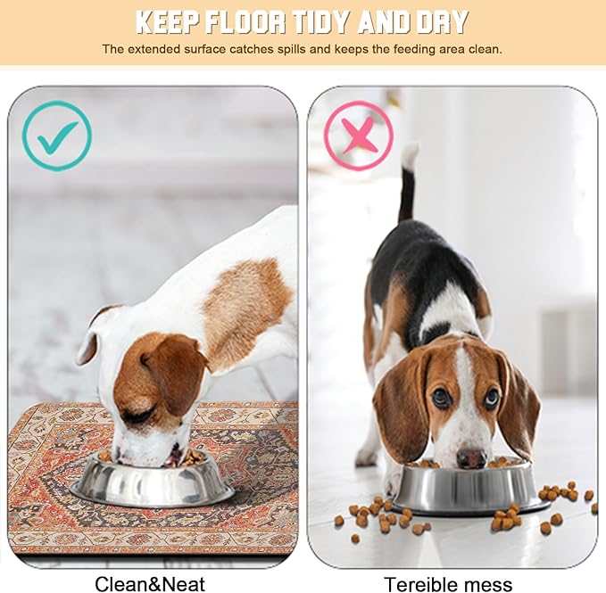 Dog Food Mat for Floors Waterproof Quick Dry Pet Placemat Cat Feeding Bowls Mats for Food and Water, Eco-Friendly Dog Accessories Diatomite Pets Supplies 16" X 24"