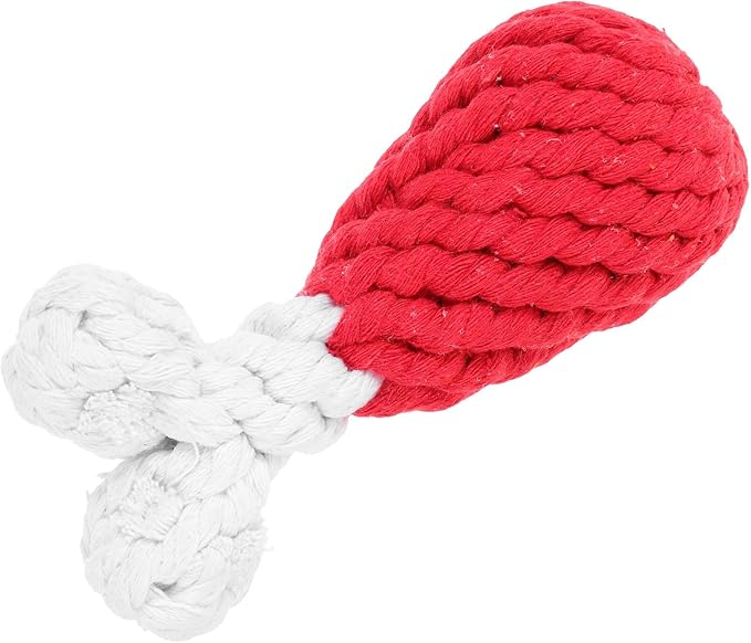 Amosfun Handmade Woven Chicken Drumstick Dog Chew, Small Cotton Rope Sturdy Puppy Teething for Interactive Play, Pet Supplies for Small and Medium Dogs