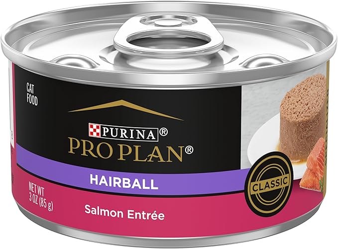 Purina Pro Plan Hairball Control Cat Food Wet Pate, Hairball Control Salmon Entree - (Pack of 24) 3 oz. Cans