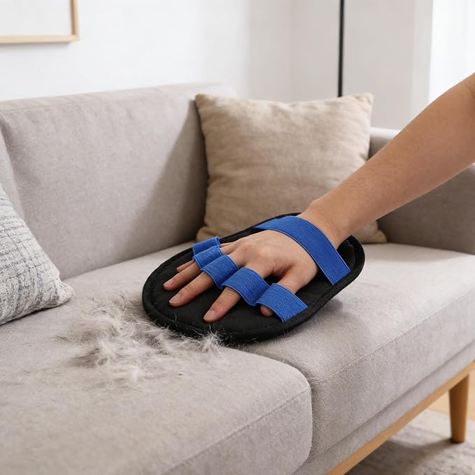 Pet Hair Remover Gloves: Electrostatic Static Pet Grooming Gloves for Car Sofa Rug - ABS Hair Remover for Indoor Cats & Dogs Deshedding Cleaning