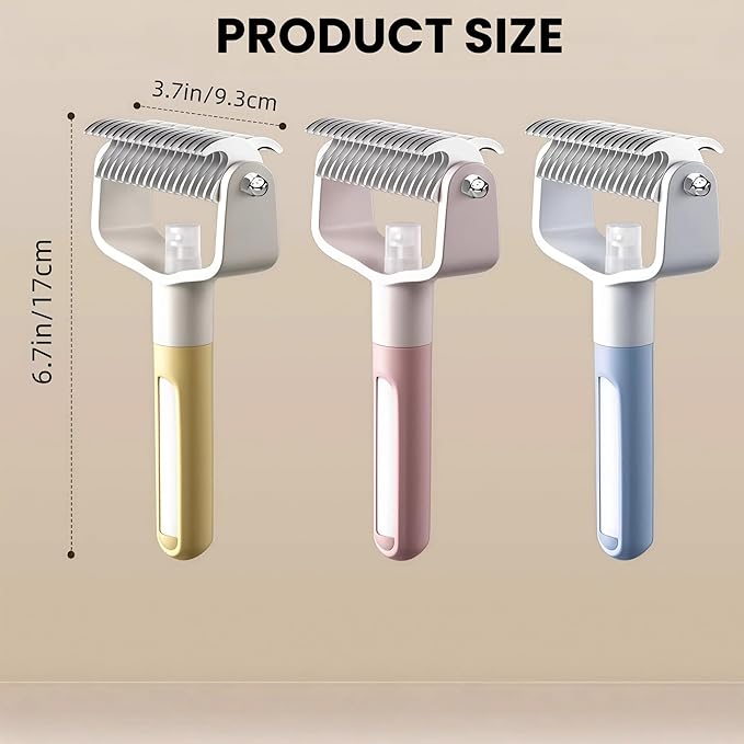Pet Spray Comb, Newly Upgrade Hair Removal Tool, Gentle Rounded-Tip Cat Dog Grooming Spray Brush with Mist for Long/Short Hair Cats and Dogs(Yellow)