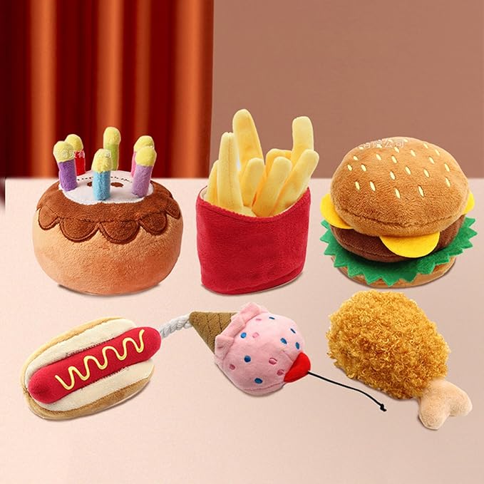 Peiiwdc Stuffed Simulation Food Shape Dogs Squeaky Toy Soft Massage Supplies Pet Simulation Food Molar Pet Supplies Chew for Aggressive Chewers Large Breeds Indestructible for Small Stuffed