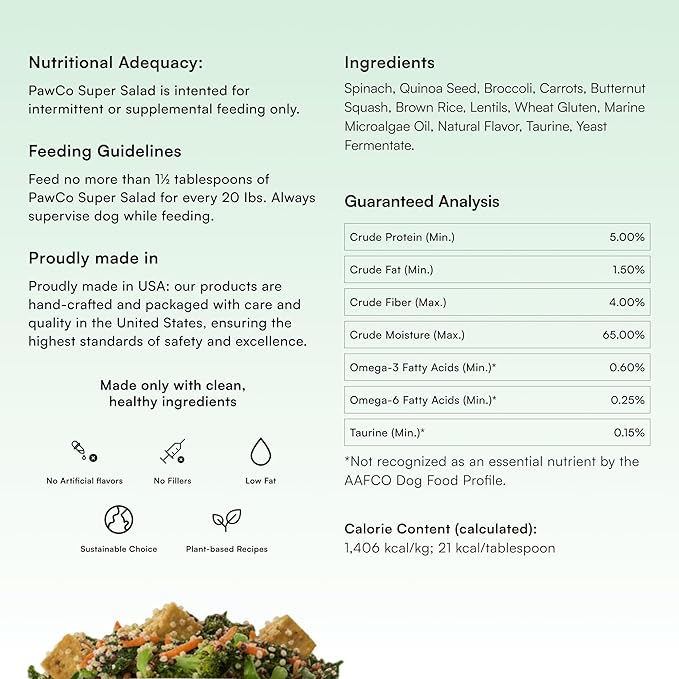 Pawco SuperSalad for Dogs – Supports Hydration, Digestion & Overall Health – Veggie-Packed Meal Topper with Whole Vegetables, Flaxseed, Omega-3 & Postbiotics – Pack of 8 x 7oz