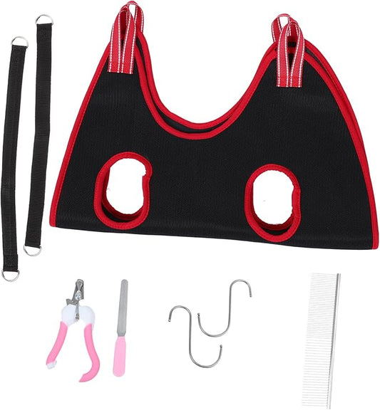 ibasenice 1 Set Pet Grooming Hammock for Cats and Dogs Sturdy Nail Clipper and File Tools Safe and Breathable Sling for Easy Grooming Accessories Included Random Color