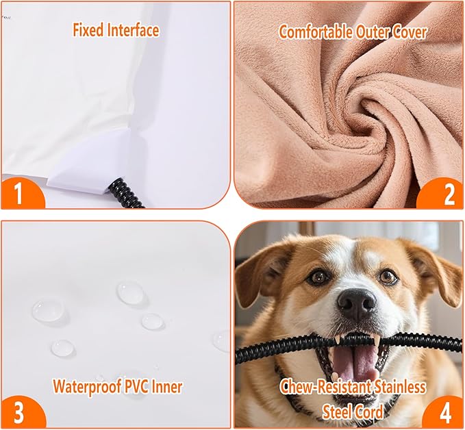 Annchwool Pet Heating Pad for Puppy Cat Dog-6 Adjustable Temperature & 5 Timer-27.5x15.7in Waterproof Cat Dog Heating Pad with Chew-Resistant Cord-Heated Pad for Indoor Pets,Older,Pain Relief(Brown)