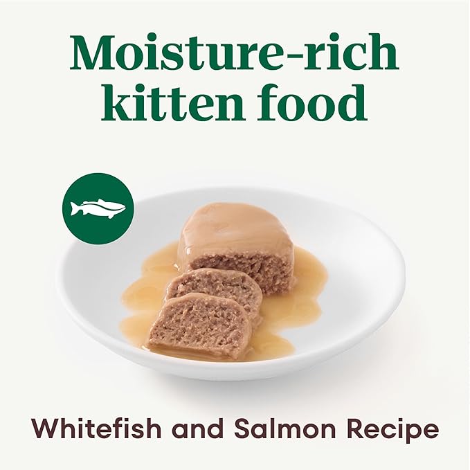 Nutro Perfect Portions Wet Kitten Food Pate Whitefish and Salmon Recipe, Pate Wet Cat Food, 2.6 oz. Twin-Pack Trays, 24 Count, 48 Servings