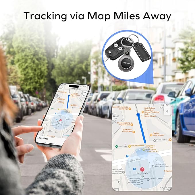 MOMAX Key Finder, Tracker Tag, Works with Apple Find My (iOS Only), Key Tracker with APP,Sound Location, Key Locator Tracker for Luggage, Suitcase, Wallet, Pet, Kid