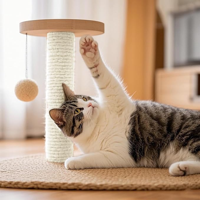 Sisal Rope for Cat Scratcher 1/4" 100 Ft Cat Tree Twine for Repairing Cat Scratching Post Replacement DIY Hemp Rope for Carpet Mat, Pet, and Crafts Gardening Home Decorating