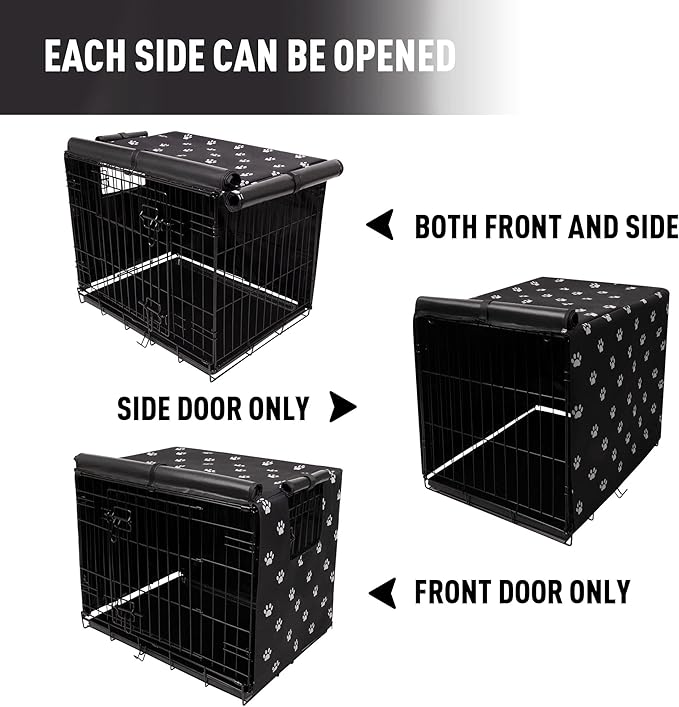 Pet Prime Dog Crate Cover Indoor/Outdoor Durable Windproof 600D Oxford Fabric Pet Kennel Cover Fit for 24 30 36 42 48 Inches Wire Dog Crate for Small and Large Dogs-Cover Only(42 Inch (42"x28"x30"))
