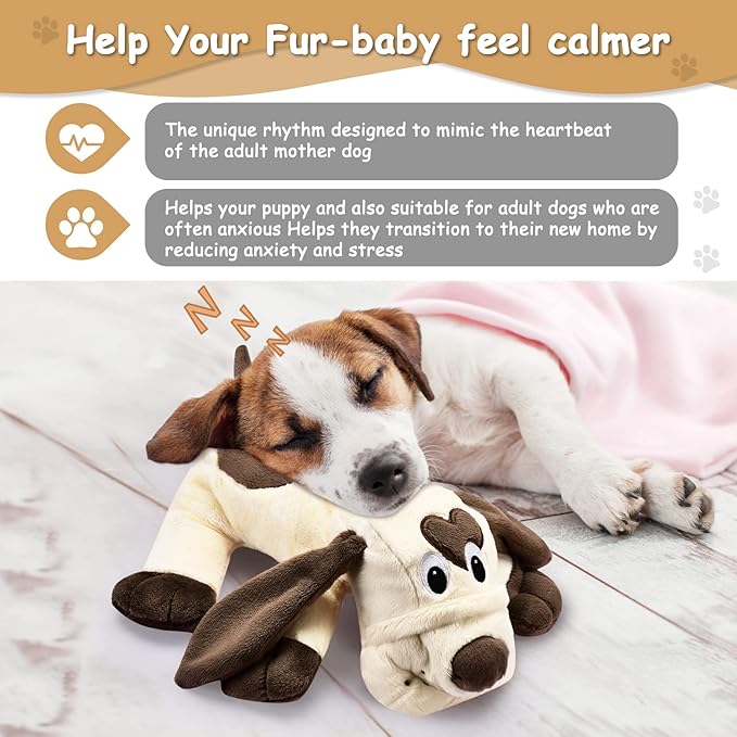 Puppy Toy with Heartbeat Dog Training Toy for Separation Anxiety Claming Behavioral Aid, Heartbeat Toy Plush Toys for Dogs Cats Pets Puppy Starter Kit