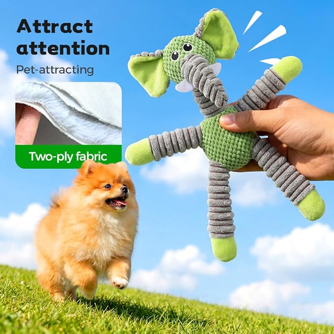 Plush Dog Squeaky Toy, Durable Pineapple Velvet Chew Toy for Aggressive Chewers Large Medium Small Dogs Interactive Training Teeth Cleaning Stuffed Animal Puppy Relief Boredom (Pink Pig)