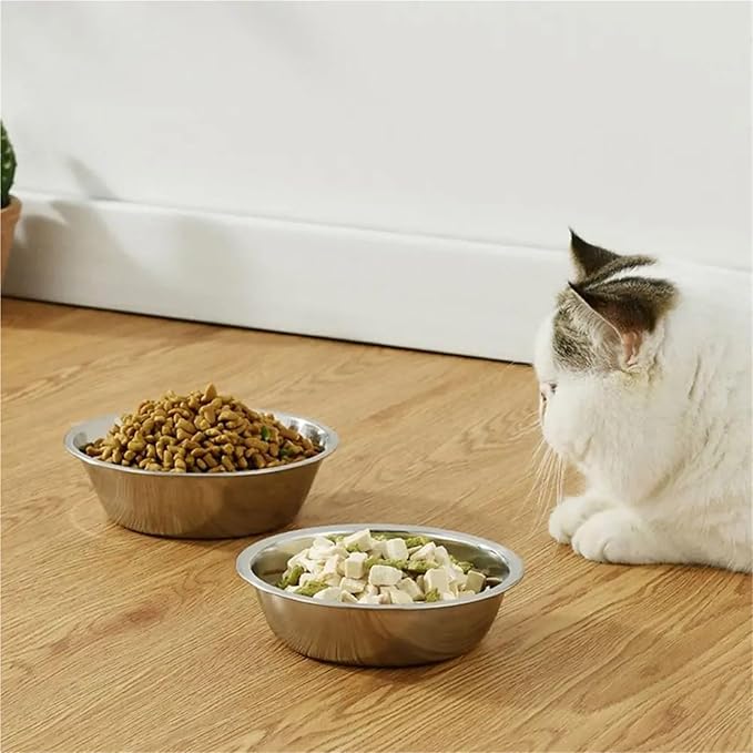 Pet Supplies Large Capacity Dog Bowl Non-Rust Stainless Steel Cat Water Feeder Bowls Silver Pet Food Container Kitten(Size XXL)