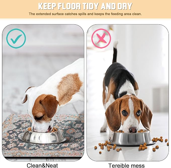Dog Food Mat for Floors Waterproof Quick Dry Pet Placemat Cat Feeding Bowls Mats for Food and Water, Eco-Friendly Dog Accessories Diatomite Pets Supplies 17" X 30"
