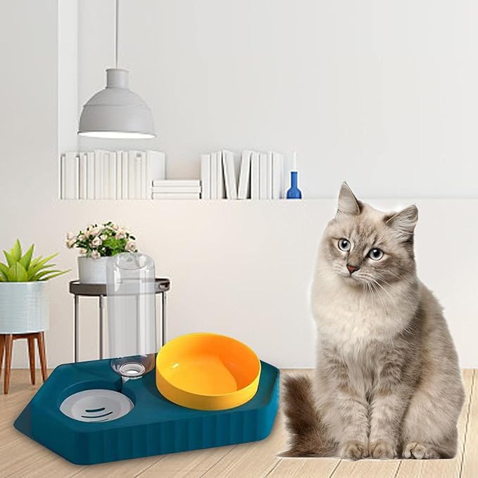 Dog Bowls Drinking Pet Feeding Station Detachable Non Slip Pet Feeder and Waterer for Cats Dogs Small Medium Large Pets Supplies, Double Blue