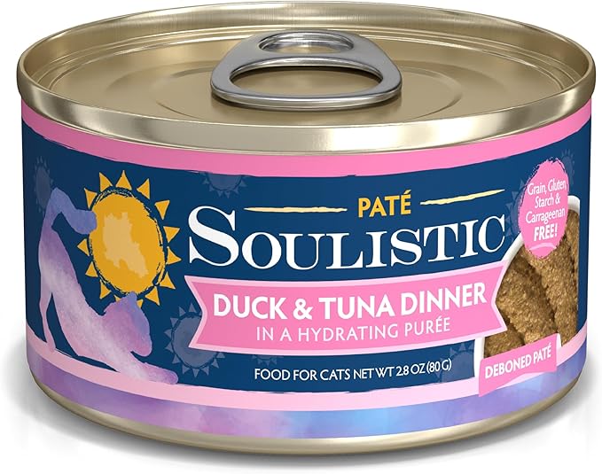 Soulistic Paté, Duck and Tuna Dinner in a Hydrating Purée, 2.8oz Can, Pack of 12