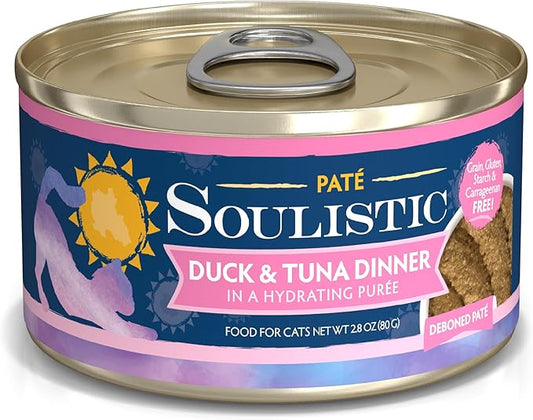 Soulistic Paté, Duck and Tuna Dinner in a Hydrating Purée, 2.8oz Can, Pack of 12