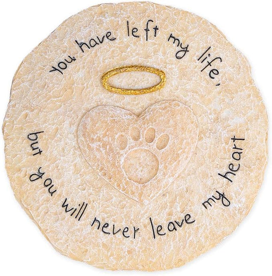 iHeartDogs Pet Memorial Garden Stone - 'You Will Never Leave My Heart' - Dog or Cat Bereavement Loss Gift