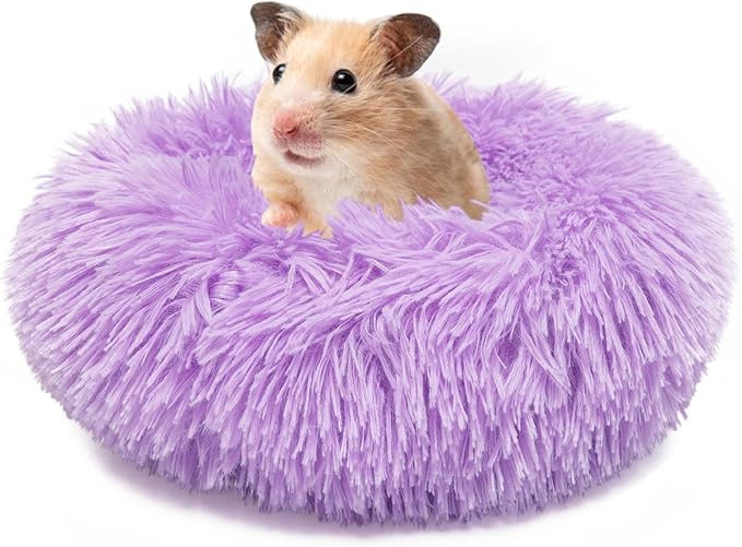Chinchilla Bed Purple for Cage Fluffy Round Beds for Small Animals Washable Anti Slip 11.8 inch