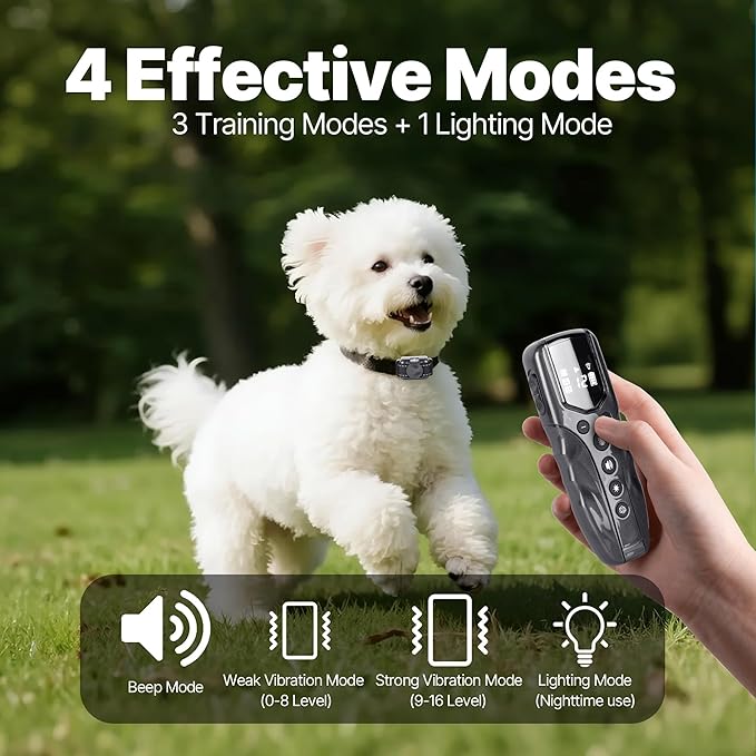 Lightest No Shock Dog Training Collar with 2000ft Remote,Tiniest Vibrating Dog Collar,Vibration Collar for Small Dogs 5-15lbs & Medium Large Dogs, Safe Lock, Beep, Vibrate, No Prongs, Waterproof,Grey