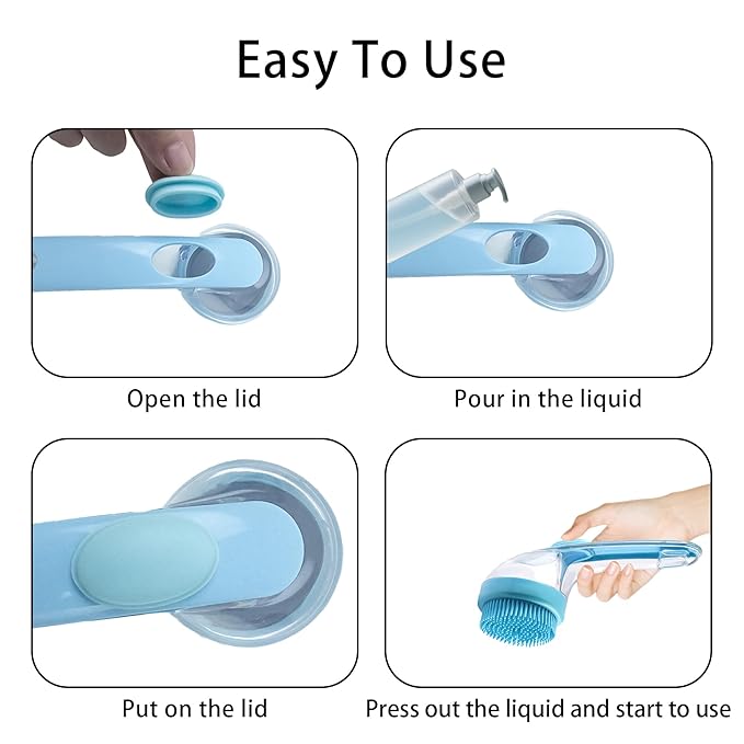 Pet Bath Brush,Dog Grooming Brush,Comes with Pet Grooming Comb and 2 Pcs Cat Scrubbers for Bath,2 in 1 Dog Bath Brush,Scrubber with Built-in Shampoo Dispenser