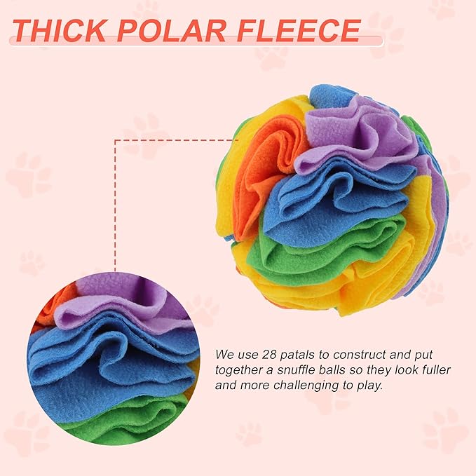 Snuffle Ball for Dogs, Designed for Small Breeds and Puppies, Interactive Dog Toys, Keeps Pets Busy with Storage Bag Machine Washable, Colorful, Small