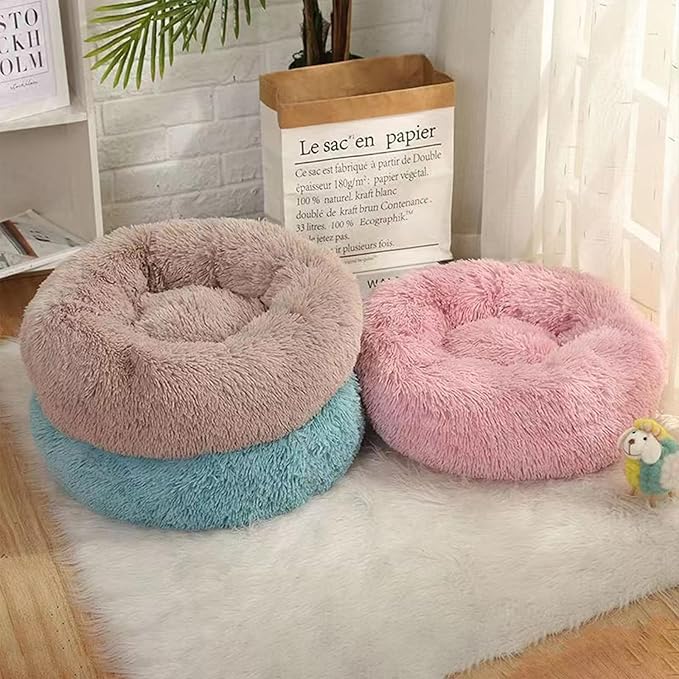 Dog Bed for Small Medium Large Dogs, 24 inch Calming Dogs Bed, Washable-Round Cozy Soft Pet Bed for Puppy and Kitten with Slip-Resistant Bottom