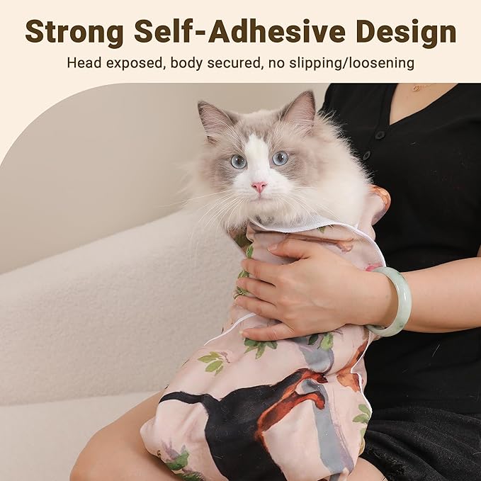 Purrfect Peace Cat Swaddle Wrap – 19.7" Professional Calming Restraint Bag for Grooming, Nail Trimming & Medicine - Adjustable Cat Restraint for Grooming, Nail Clipping & Vet Visits