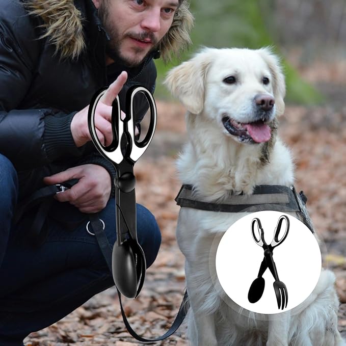 TOYANDONA 2pcs Portable Dog Poop Scooper with Poop Clamp, Lightweight Plastic Pet Waste Grabber for Outdoor and Indoor Use, Hands-Free Pet Supplies for Large Dogs and Cats