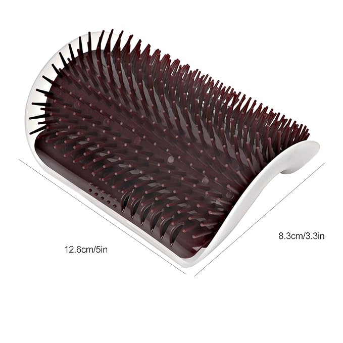 Cat Self Groomer Brush, Plastic Massage Comb with Soft Cat Corner Scratcher 12.6x8.3cm - Easy Mount Wall Scratcher, Removes Loose Hair, Perfect for Cats Grooming and Play (Coffee)