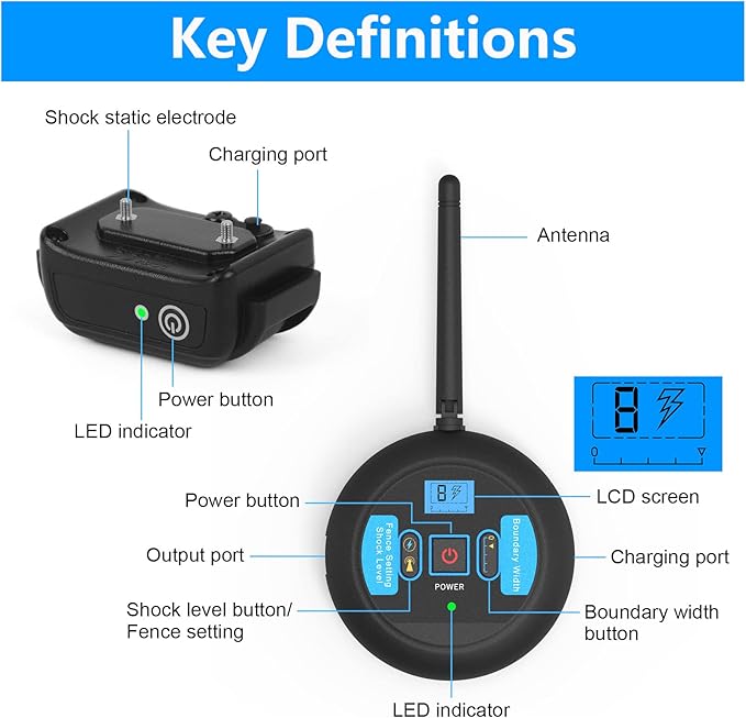 Wireless Fence for Dogs - Rechargeable and Waterproof Shock Collar - Electric Pet Fence for Stubborn Dogs - Safe Effective No Randomly Over Correction - Boundary Fence System for All Dogs,for1dogs
