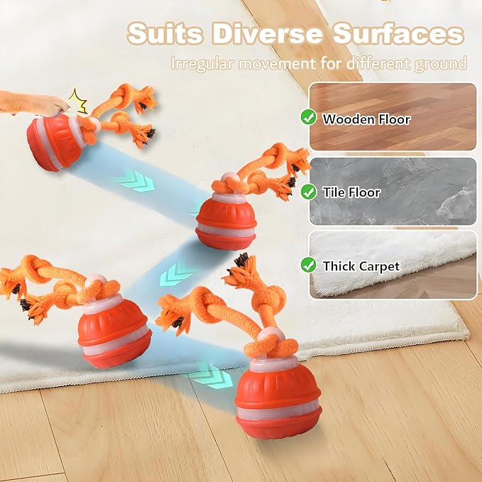 Interactive Dog Toys, Motion Activate Rolling Ball for Small Medium Large Dogs, Automatic Moving Toy, Interactive Dog Ball Stimulation Toy for Boredom Relief (Orange-A)