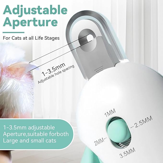 Adjustable Cat Nail Clippers with Security Guard,All-in-One Trimmer & Grooming Supplies for Kittens to Large Cats,Includes Nail File and Storage Container(Green)