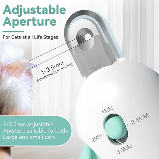 Adjustable Cat Nail Clippers with Security Guard,All-in-One Trimmer & Grooming Supplies for Kittens to Large Cats,Includes Nail File and Storage Container(Green)