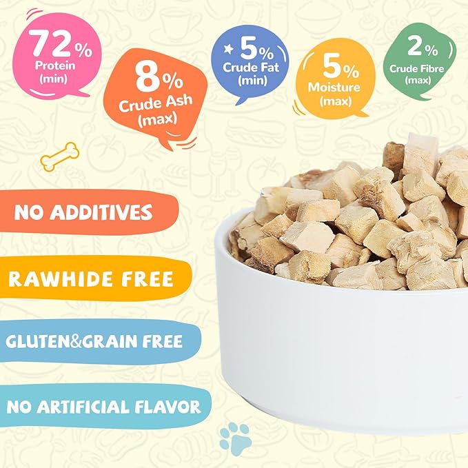 PAWUP Freeze Dried Salmon Cat Treats, Freeze Dried Chicken Heart Pet Treats, High Protein Freeze-Dried Pet Food for Dogs, Cats, Fresh Ingredient