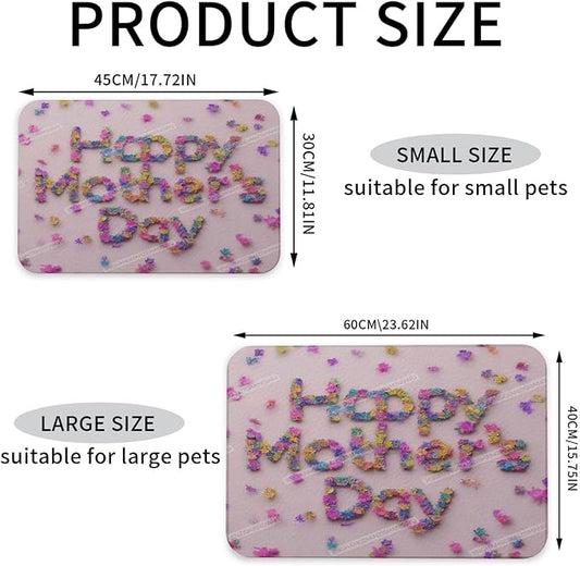 Pet Feeding Mat for Dogs Cats Happy Mother's Day Floral Gift for Mom Jc Absorbent Dog Food Mat Non-Slip Waterproof Placemat Quick Dry Pet Supplies Bowl Mats